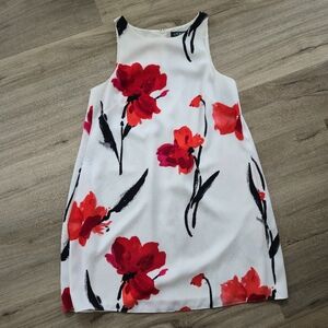 Ralph Lauren White Dress with Red Floral Print